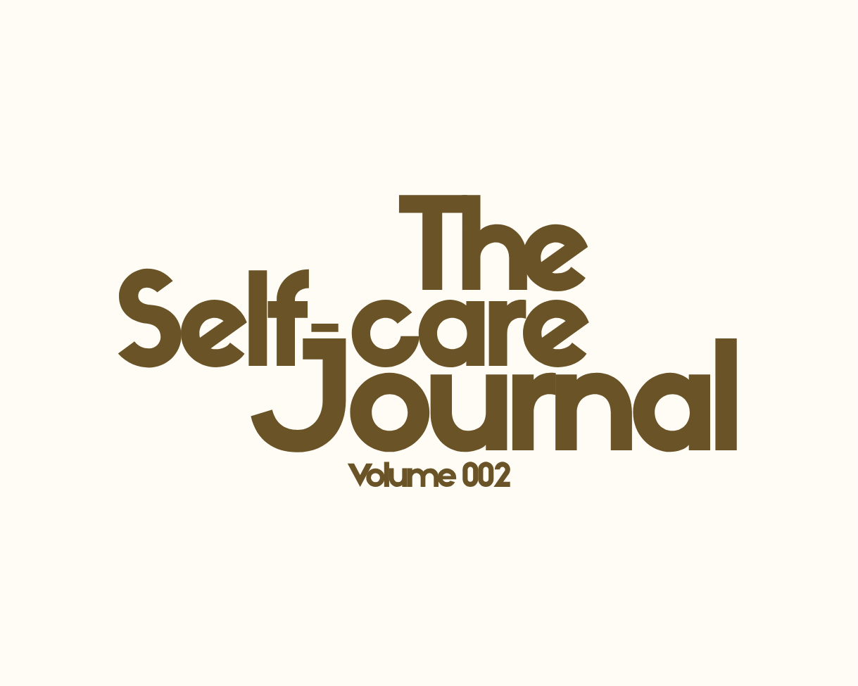 Text 'The Self-care Journal Volume 002' in brown on a white background